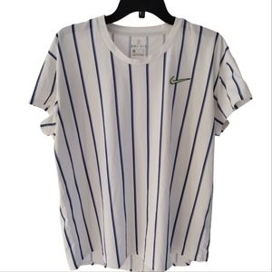 Nike Women's Dri-Fit Shirt White Size XL  RN#56323 Stripes Stitched Swoosh Logo